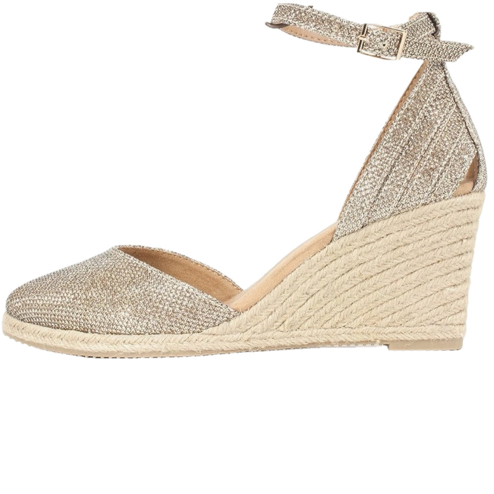 White Mountain Cisco Espadrille wedge Sandal size 9 very sparkly gold new